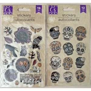 Crafter's Square Hocus Pocus & Sugar Skull Puffy Halloween Stickers Purple Gold